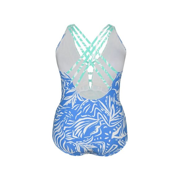 🆕LA BLANCA Beachside Bay Cross Back One Piece Tummy Control Swimsuit Blue 6 - Picture 4 of 7